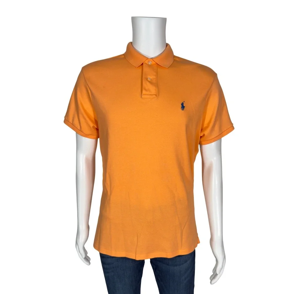 Polo Ralph Lauren Polo Shirt Mens L Orange Excellent Custom Fit Pony Logo